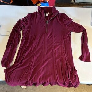Burgundy Long Sleeve Dress with Zipper